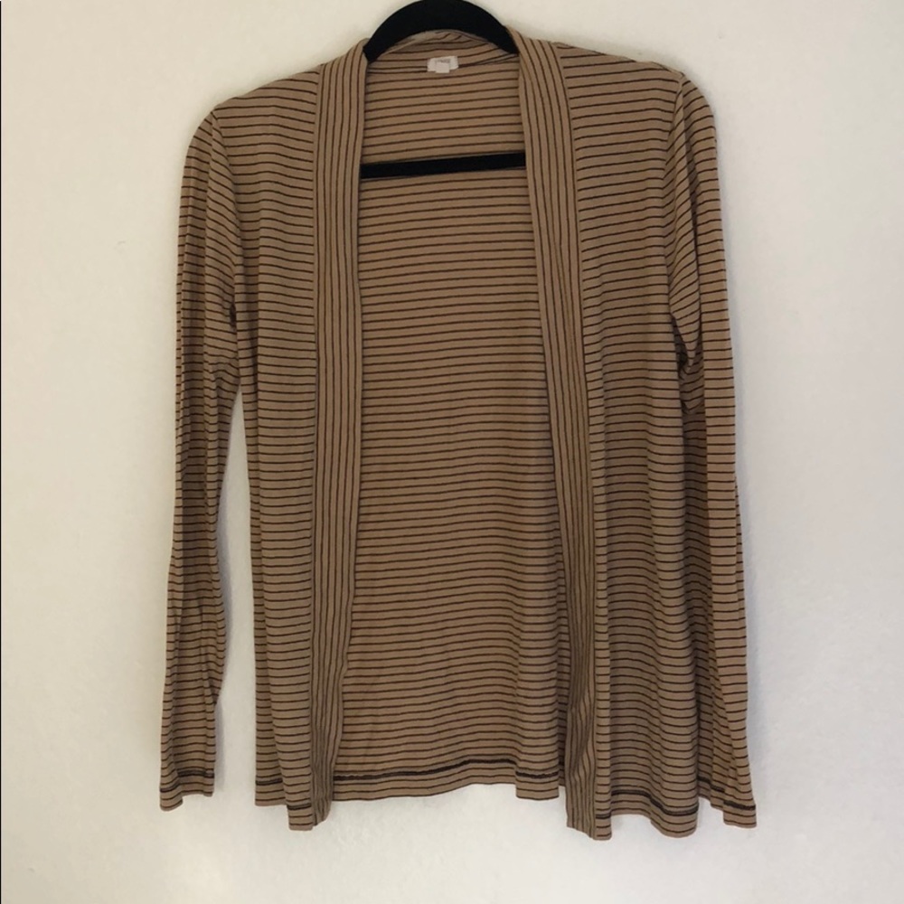 J crew striped beige/ black open cardigan size XS